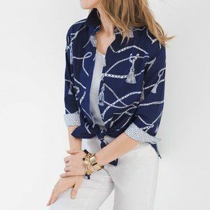 CHICO'S No Iron Navy Sailing Top Size 1